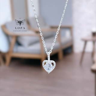 Dây chuyền nữ bạc ta, dáng dây công mặt tim đá lấp lánh , cá tính , sang chảnh Bạc ta LoPa SK333