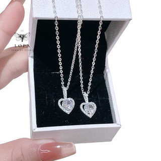 Dây chuyền nữ bạc ta, dáng dây công mặt tim đá lấp lánh , cá tính , sang chảnh Bạc ta LoPa SK333