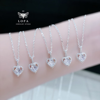 Dây chuyền nữ bạc ta, dáng dây công mặt tim đá lấp lánh , cá tính , sang chảnh Bạc ta LoPa SK333