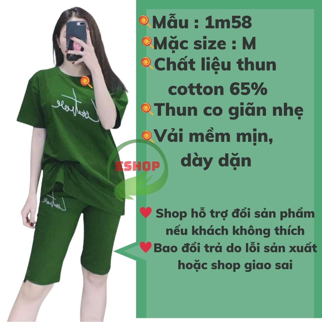 Đồ bộ mặc nhà nữ quần lửng bigsize mùa hè thun cotton thể thao đẹp dễ thương cute trung niên mặc ngủ đi chơi ESHOP AD02