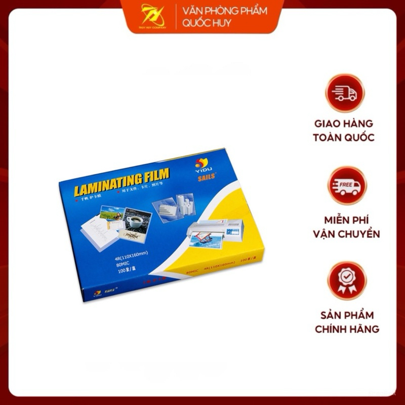 [SỈ] MÀNG ÉP ( GIẤY ÉP ) PLASTIC 125MIC , TẬP 100 TỜ 1,3KG - VPP QUỐC HUY.