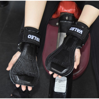 -1 Đôi găng tay DA BÒ của VALEO dùng tập Gym - Dây Kéo Lưng - Lifting Grips ( Lót Tay & Kéo Lưng )