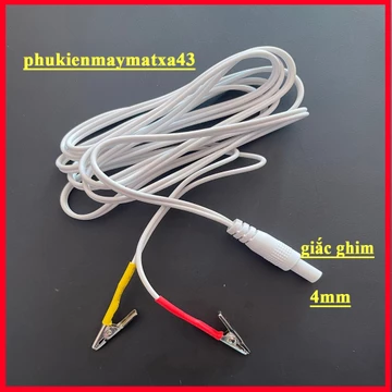 Dây điện châm giắc ghim tròn 4mm ra 2 đầu kẹp cá sấu, dùng cho các dòng máy châm cứu, Hoa Đà...
