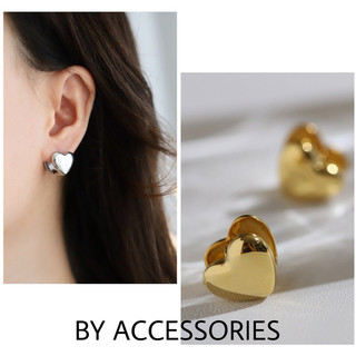 Bông tai nữ titan hộp trái tim trơn mạ vàng không gỉ WE2471 BY ACCESSORIES