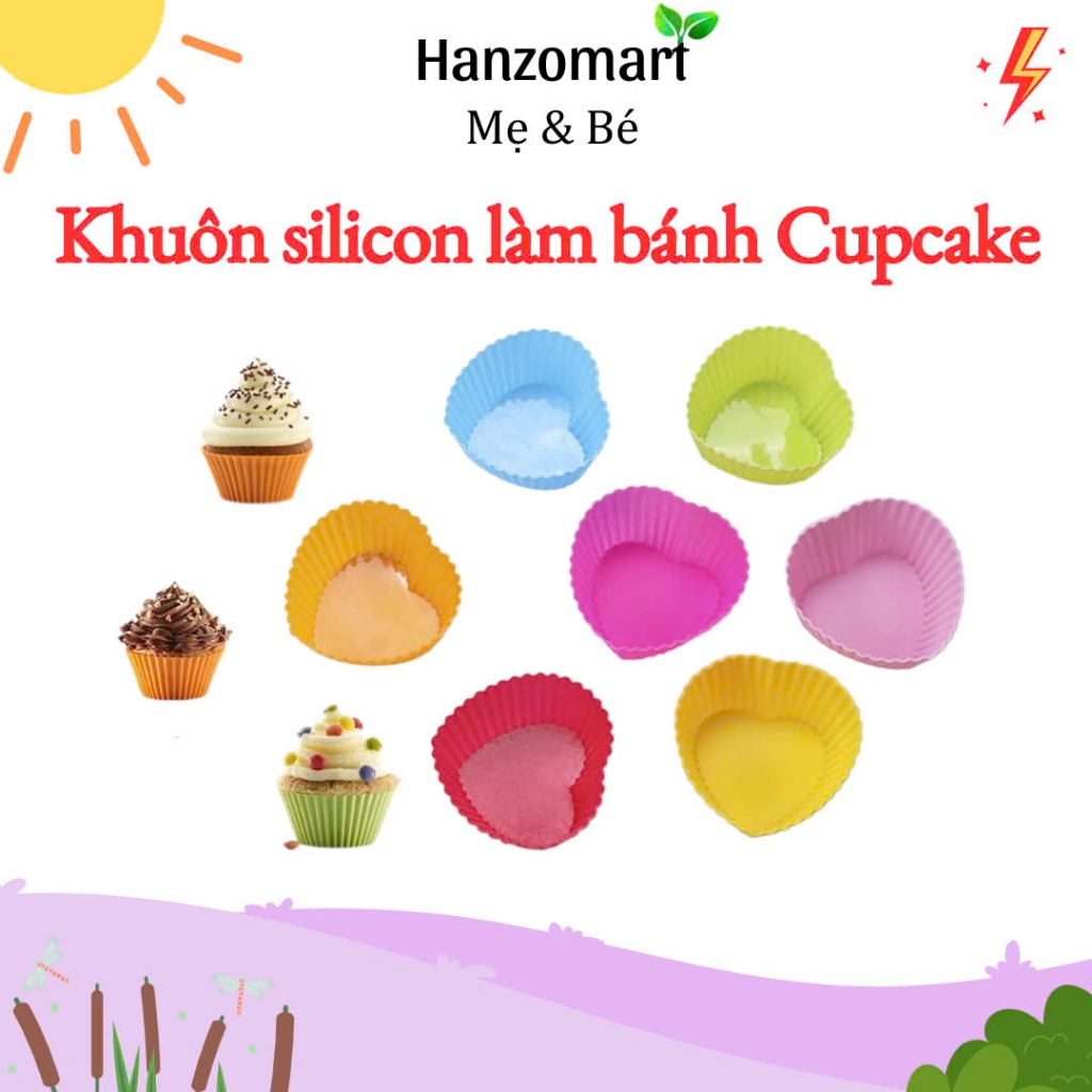 Cup silicon làm bánh / khuôn cupcake silicon /khuôn silicon màm bánh mufin cho bé