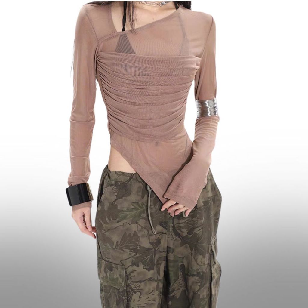 Áo thun nữ ôm body tay dài Sicily Áo thun lưới AL805