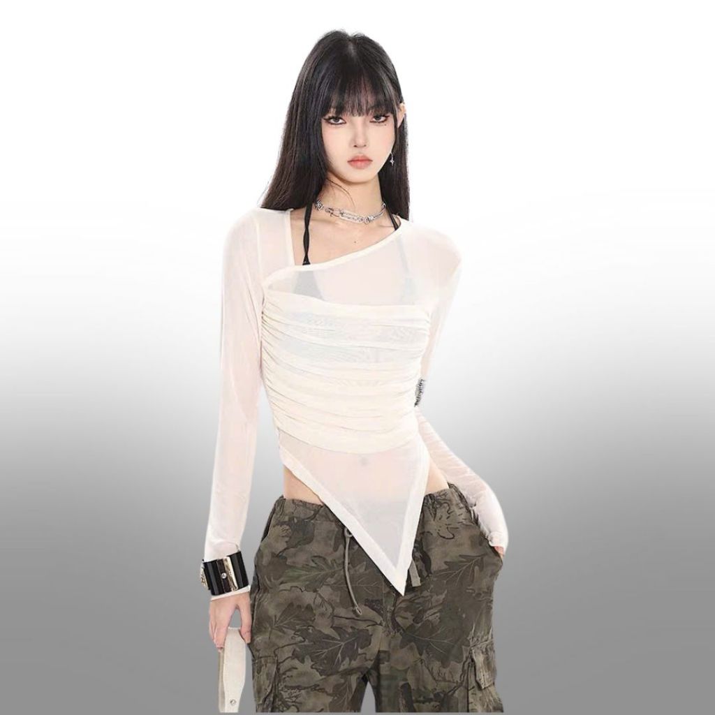Áo thun nữ ôm body tay dài Sicily Áo thun lưới AL805