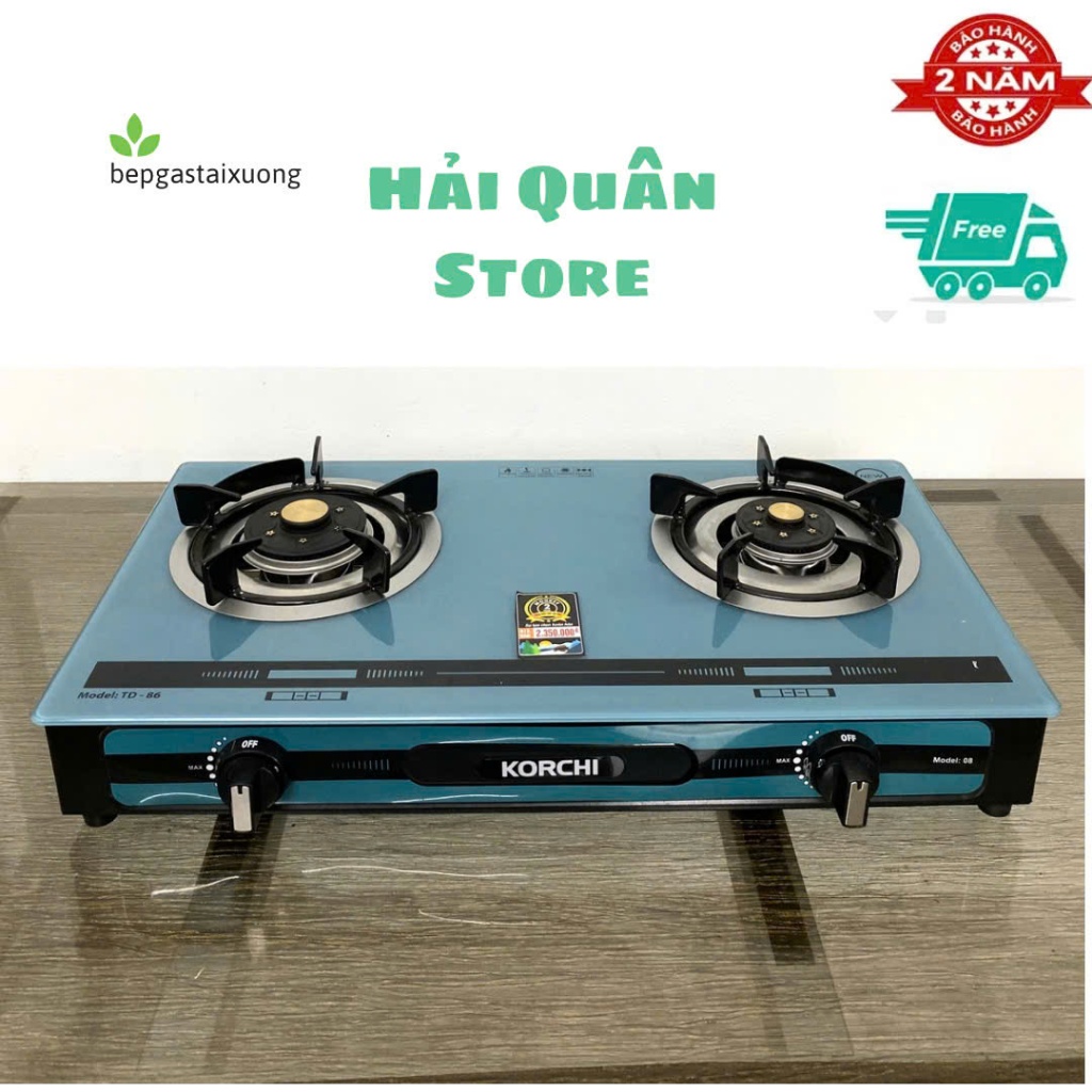 Bếp gas đôi Korchi- TD 68 , Bếp gas mặt kính cường lực