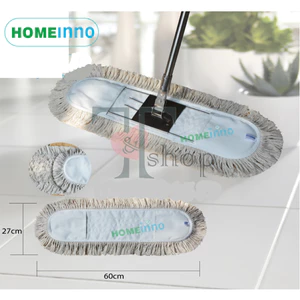Chổi Lau Nhà CÁN THẲNG Sàn Bụi, Ẩm Vải Cotton Bản Lau 60cm Homeinno Dài 150cm