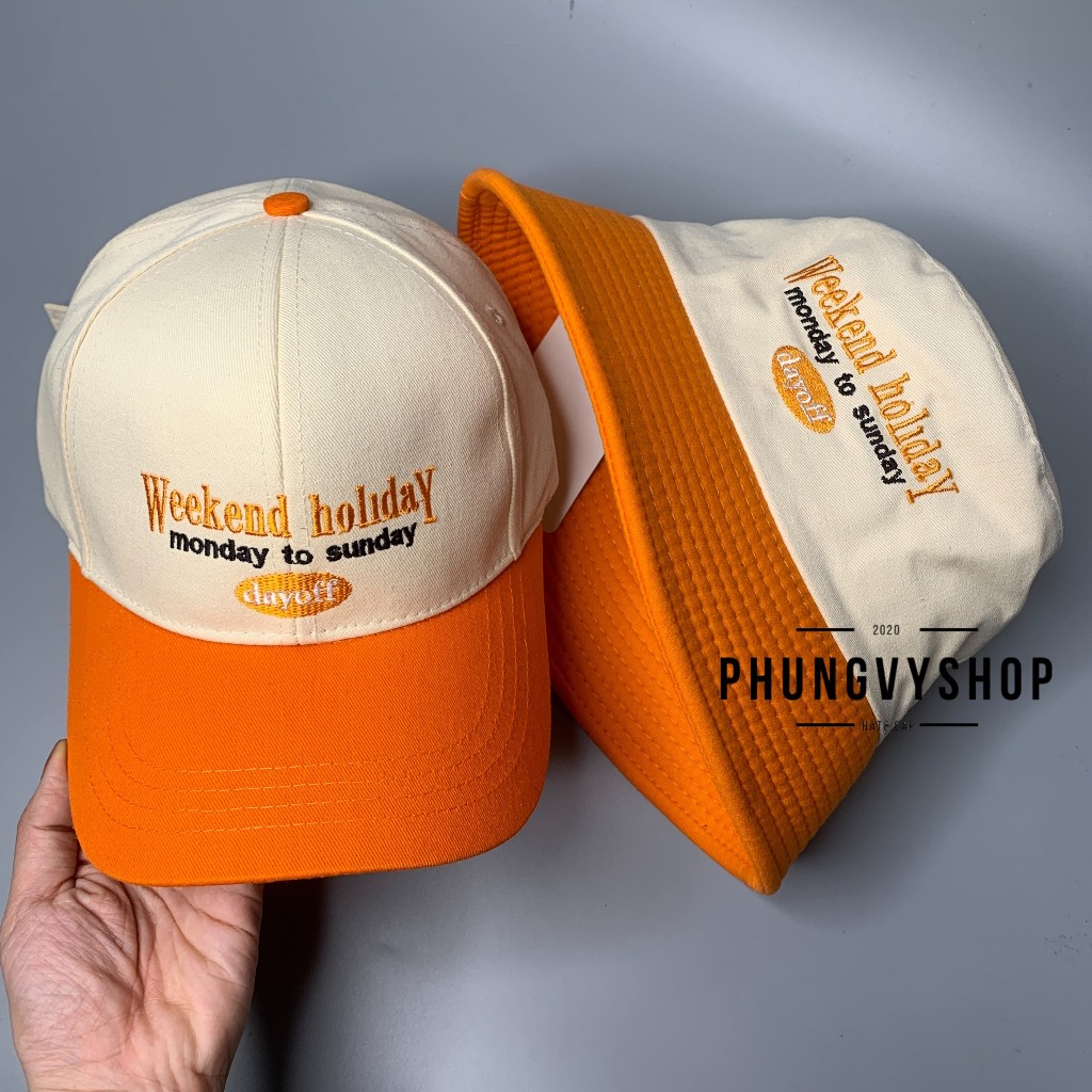 (SALE) Mũ bucket VÀ nón lưỡi trai, set cặp đôi tình nhân unisex nam nữ phungvyshop- Cụp Ket kaki sụp Vá Màu WEEKEND