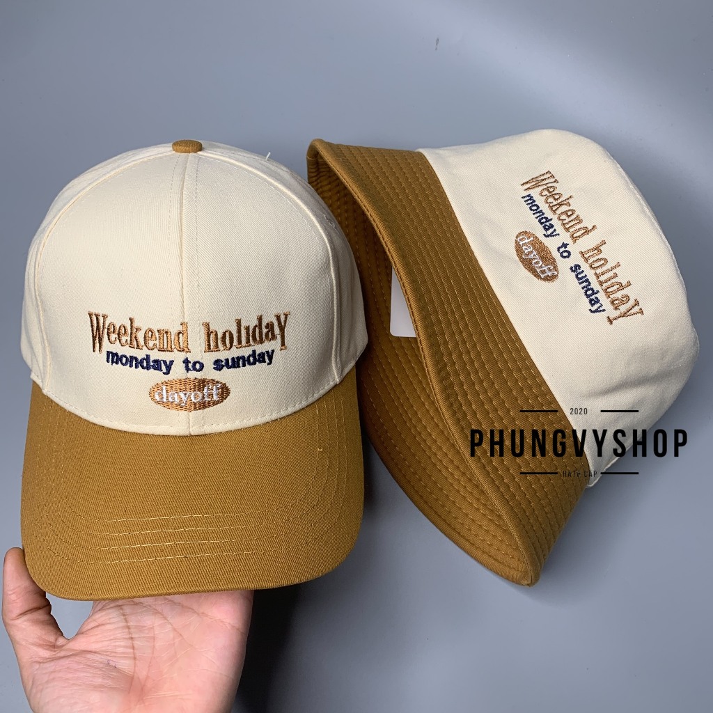 (SALE) Mũ bucket VÀ nón lưỡi trai, set cặp đôi tình nhân unisex nam nữ phungvyshop- Cụp Ket kaki sụp Vá Màu WEEKEND