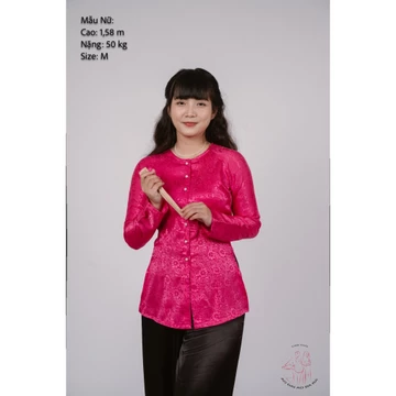 Bộ áo bà ba gấm Hồng cánh sen/ Xanh nước biển/ Vàng Đồng/ Vàng chanh/Đỏ Đô-Bà ba Bigsize- May sỉ Áo bà ba theo yêu cầu