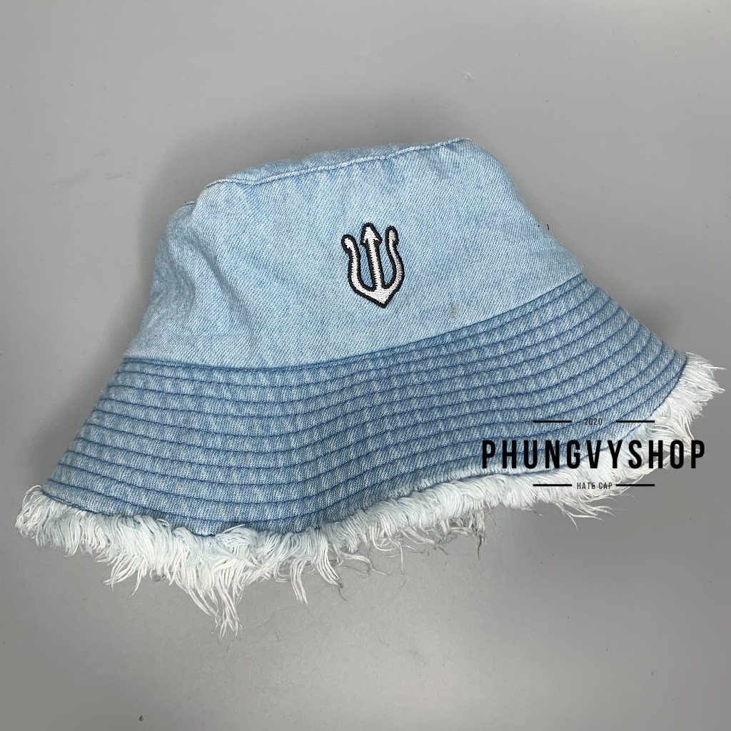 (SALE)Mũ denim tai bèo vành bucket tua rách basic unisex nam nữ phong cách hàn quốc phungvysho - nón BO JEAN THÊU MONEO