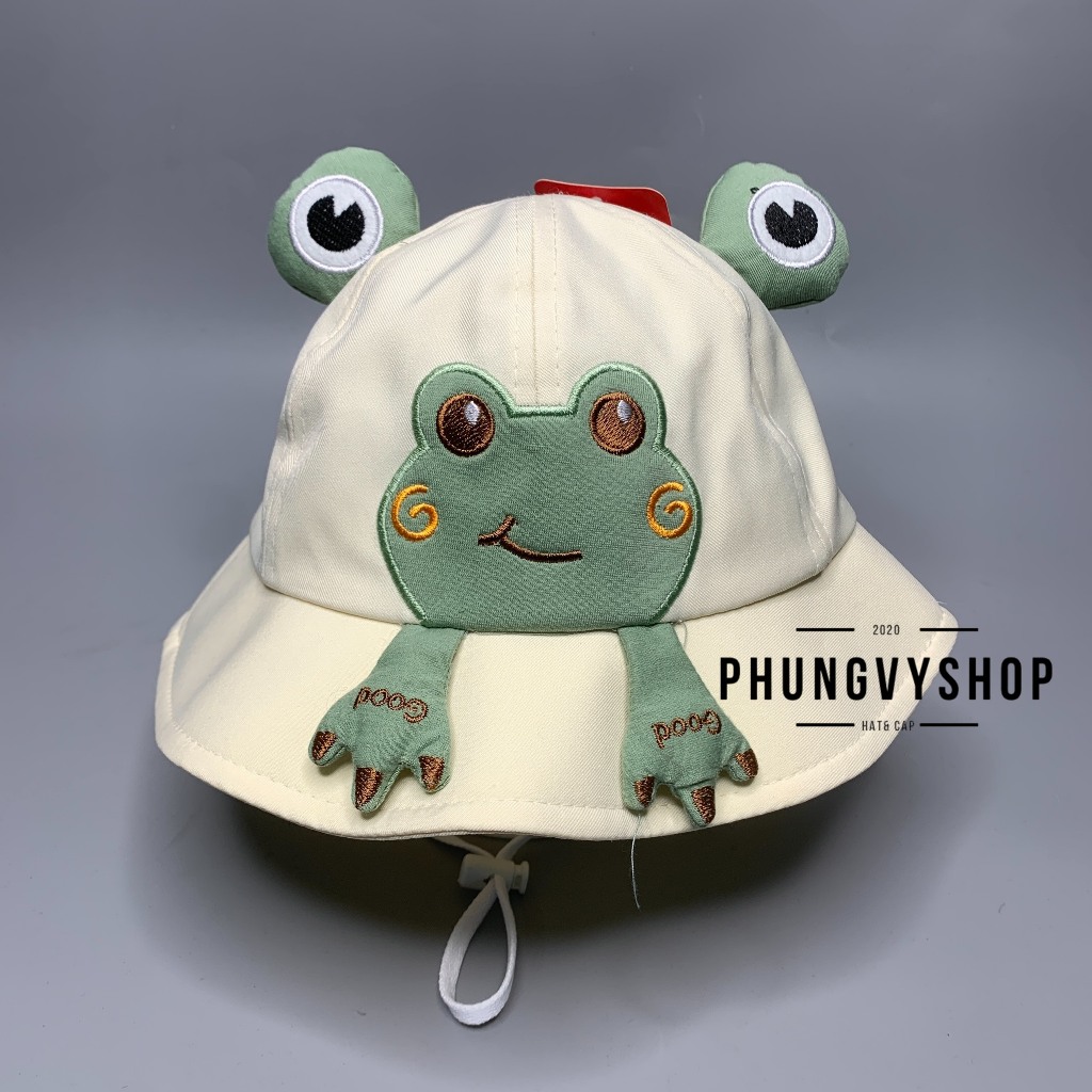 Bé 1-5 Tuổi/ _Mũ bucket tai bèo nón vành trai gái phungvyshop BO trug ẾCH MẮT XANH