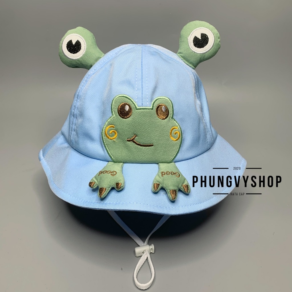 Bé 1-5 Tuổi/ _Mũ bucket tai bèo nón vành trai gái phungvyshop BO trug ẾCH MẮT XANH