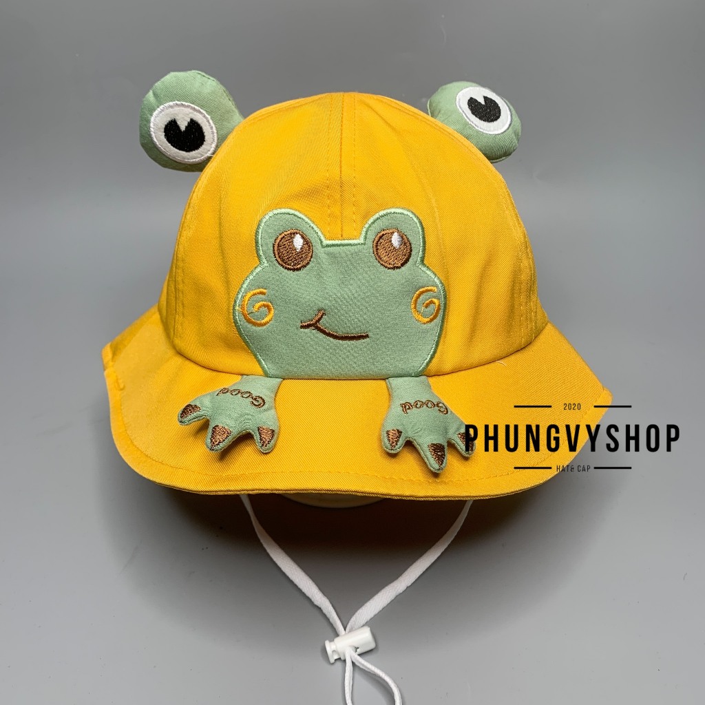 Bé 1-5 Tuổi/ _Mũ bucket tai bèo nón vành trai gái phungvyshop BO trug ẾCH MẮT XANH