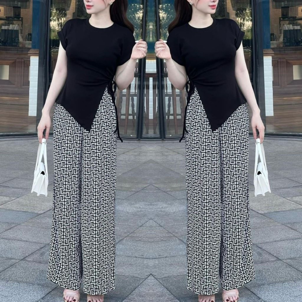 Set Đồ Bộ Nữ Bigsize Áo Vạt Xéo Tay Hến ESHOP Đồ Bộ Nữ Mặc Nhà Bigsize Đẹp Dễ Thương Sang Chảnh TL6