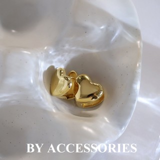 Bông tai nữ titan hộp trái tim trơn mạ vàng không gỉ WE2471 BY ACCESSORIES