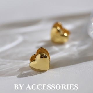 Bông tai nữ titan hộp trái tim trơn mạ vàng không gỉ WE2471 BY ACCESSORIES