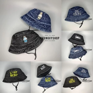 Bé Mũ denim bucket tai bèo vành trai gái trẻ em phungvyshop nón BO trug JEAN THÊU CÁC LOẠI