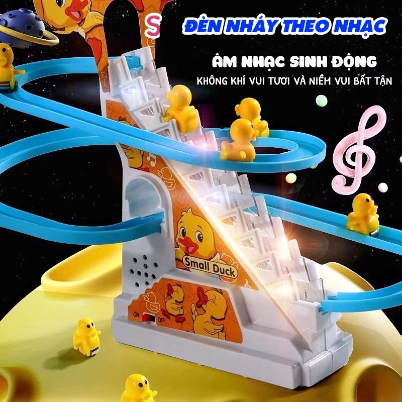 Đồ chơi cầu trượt Vịt [ BẢO HÀNH 3 THÁNG] leo cầu thang với âm thanh vui nhộn + Đèn nháy đẹp mắt cầu