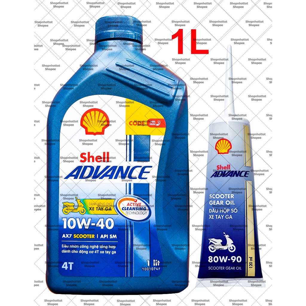 Combo Nhớt Tay Ga Shell Advance Ax7 Scooter 10w40 1.000ml ( 1L ) + Nhớt ...