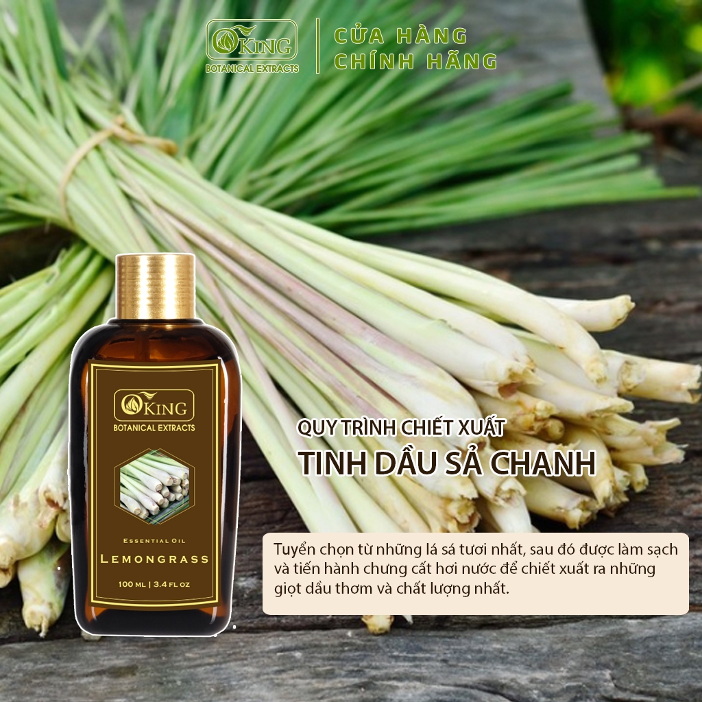 Tinh dầu Sả Chanh nguyên chất thơm mát, đuổi muỗi, thanh lọc không khí 100ml | Oking Việt Nam