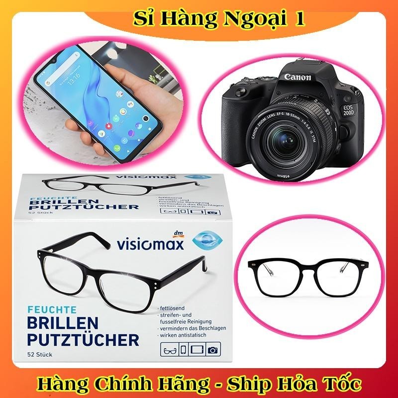 Khăn lau kính Visiomax hộp 52 tờ khăn giấy , lau sạch nhờn vân tay bụi bẩn trên mắt kính điện thoại laptop máy ảnh