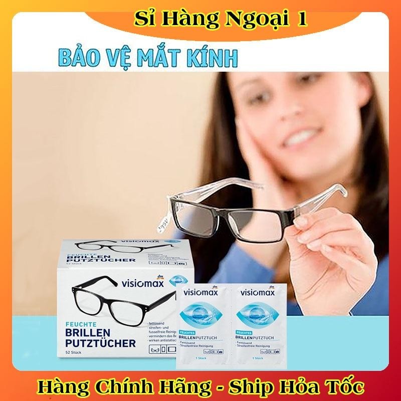 Khăn lau kính Visiomax hộp 52 tờ khăn giấy , lau sạch nhờn vân tay bụi bẩn trên mắt kính điện thoại laptop máy ảnh