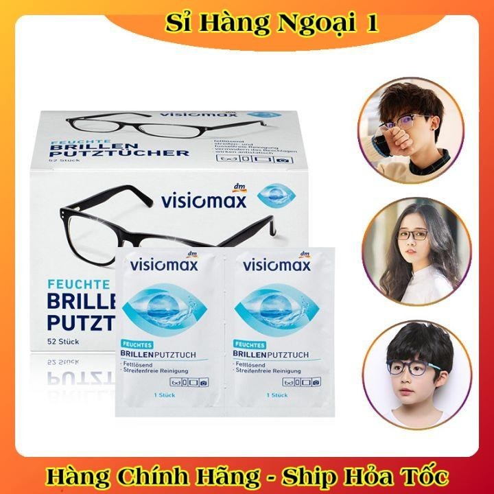 Khăn lau kính Visiomax hộp 52 tờ khăn giấy , lau sạch nhờn vân tay bụi bẩn trên mắt kính điện thoại laptop máy ảnh