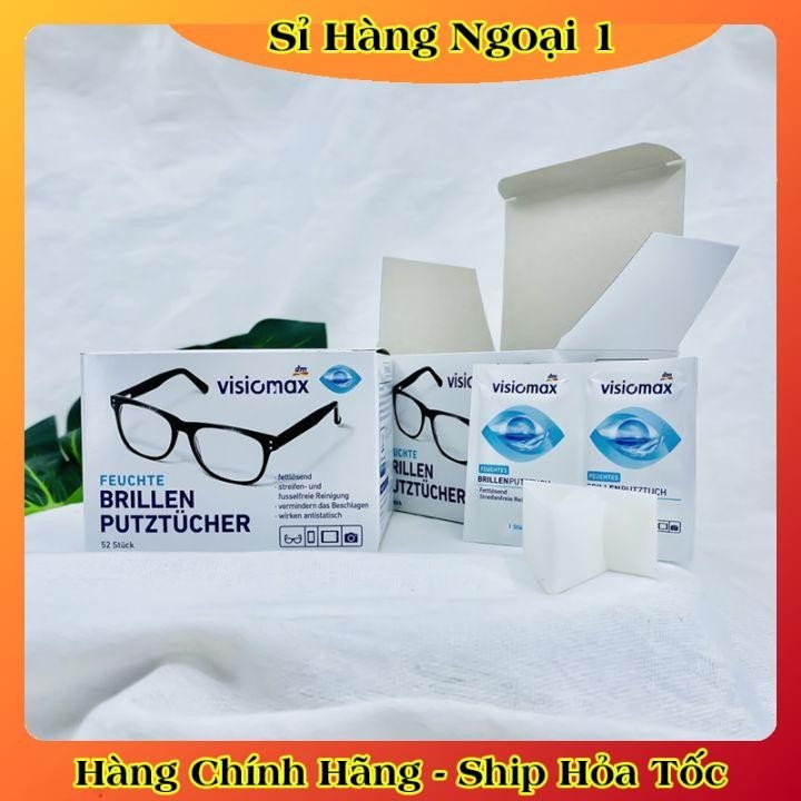 Khăn lau kính Visiomax hộp 52 tờ khăn giấy , lau sạch nhờn vân tay bụi bẩn trên mắt kính điện thoại laptop máy ảnh
