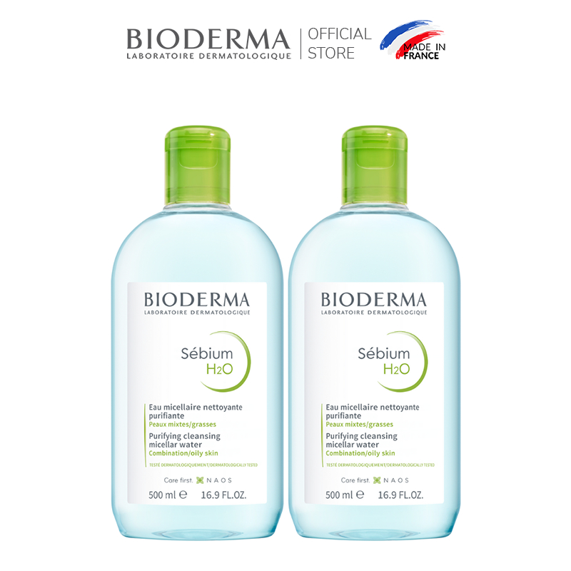Ảnh Bộ đôi nước tẩy trang Micellar cho da đầu mụn Bioderma Sebium H2O - 500mlx2 1