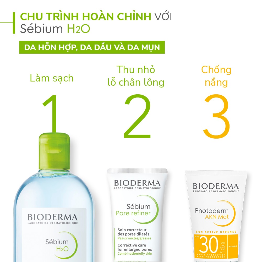 Ảnh Bộ đôi nước tẩy trang Micellar cho da đầu mụn Bioderma Sebium H2O - 500mlx2 4