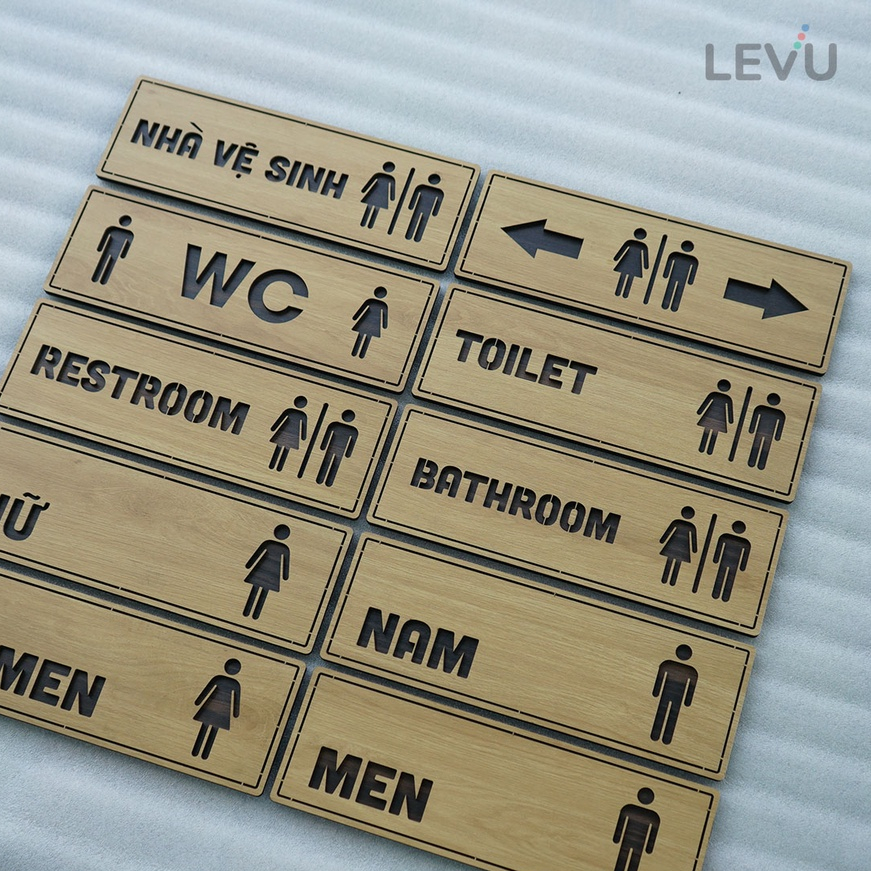 10 Mẫu bảng gỗ WC dán cửa nhà vệ sinh cao cấp có sẵn keo TL29