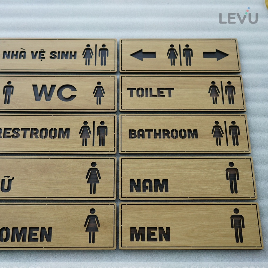 10 Mẫu bảng gỗ WC dán cửa nhà vệ sinh cao cấp có sẵn keo TL29