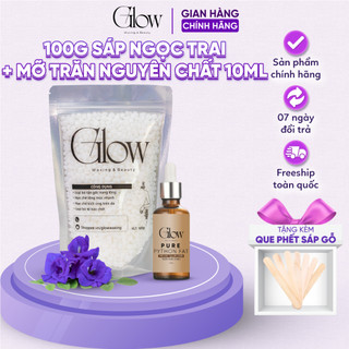 Combo 100Gr Sáp Wax Lông Ngọc Trai + Mỡ Trăn Nguyên Chất 100% Siêu Bám Lông GLOW WAXING CHE TÊN
