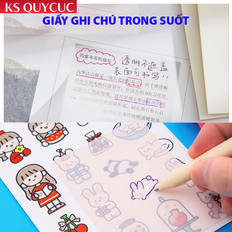 Giấy note trong suốt, giấy ghi chú kích thước 7.5*7.5cm gồm 50 tờ sáng ...