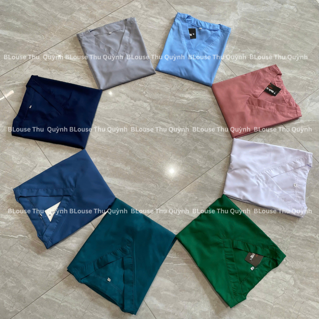 Đồng phục Spa y tế,Bộ scrubs Bác sĩ, phòng khám,bệnh viện,áo phẫu thuật VẢI LON NHẬT màu xám