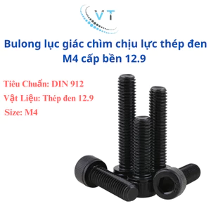 Bulong Lục Giác Chìm Đầu Trụ Thép Đen M4 (4 Ly) Cấp Bền 12.9 - Bu Lông Chịu Lực Cao Đủ Size 6mm Đến 50mm