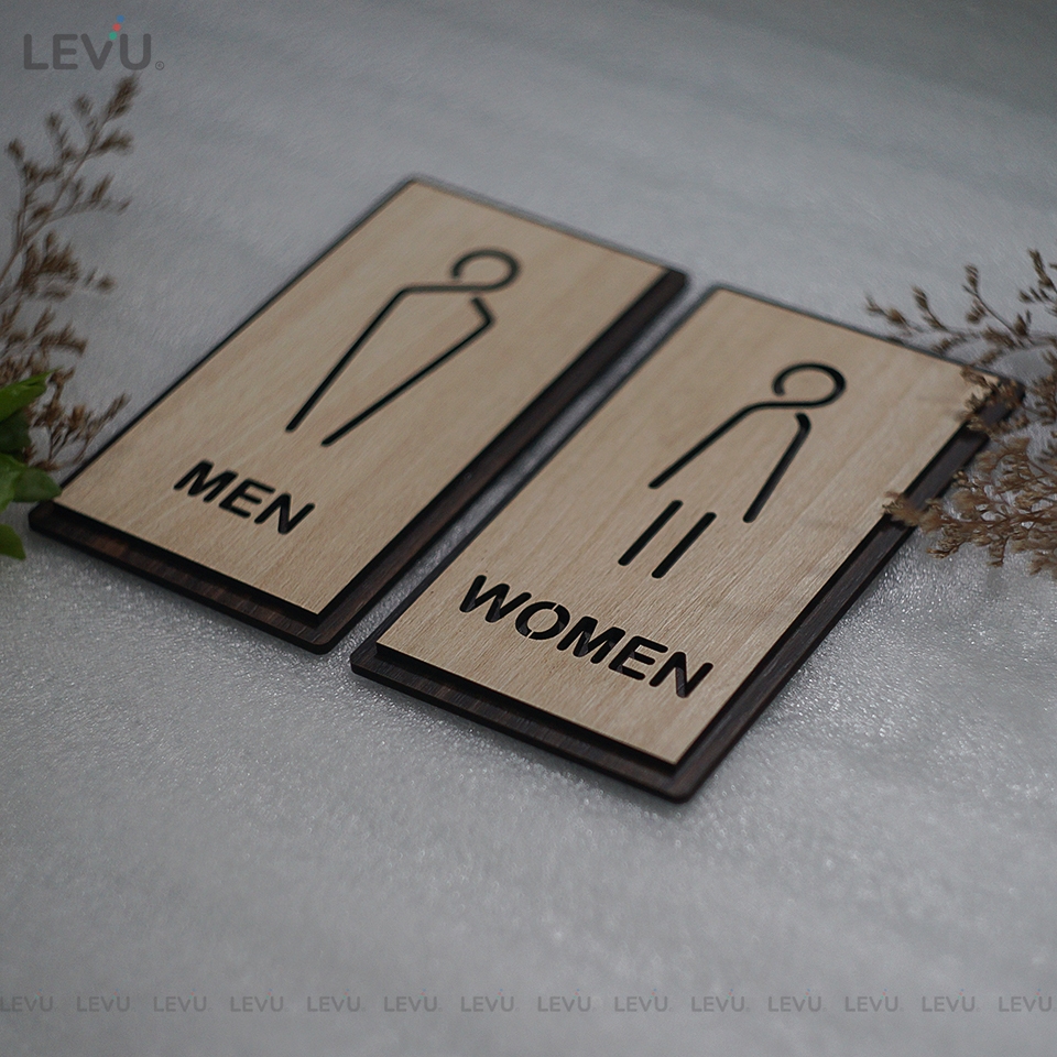 Bảng gỗ Men Women dán cửa phòng vệ sinh LEVU-TL20