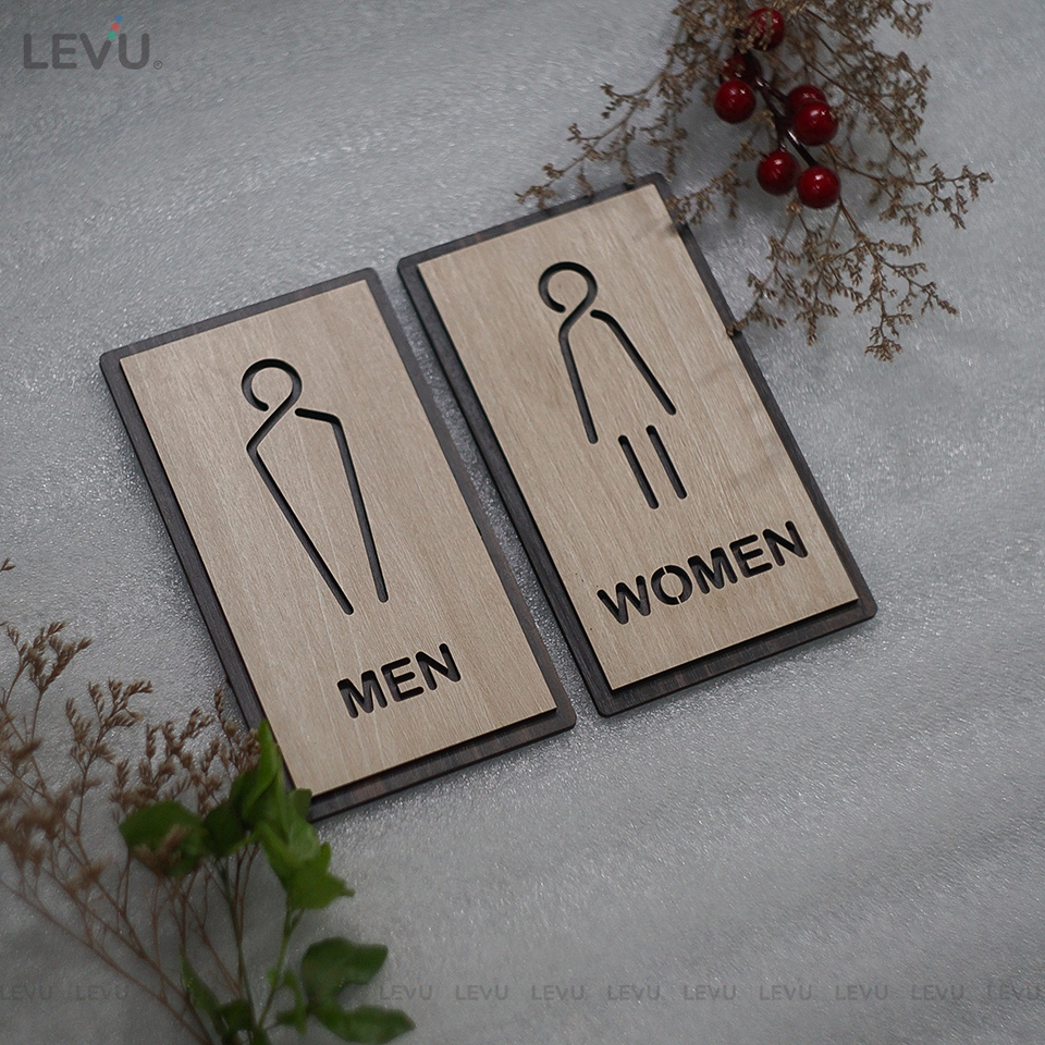 Bảng gỗ Men Women dán cửa phòng vệ sinh LEVU-TL20