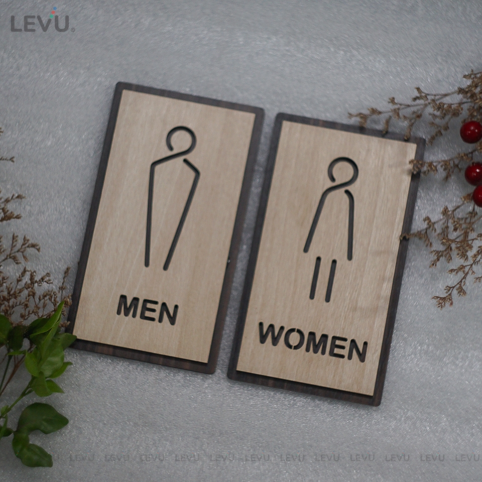 Bảng gỗ Men Women dán cửa phòng vệ sinh LEVU-TL20