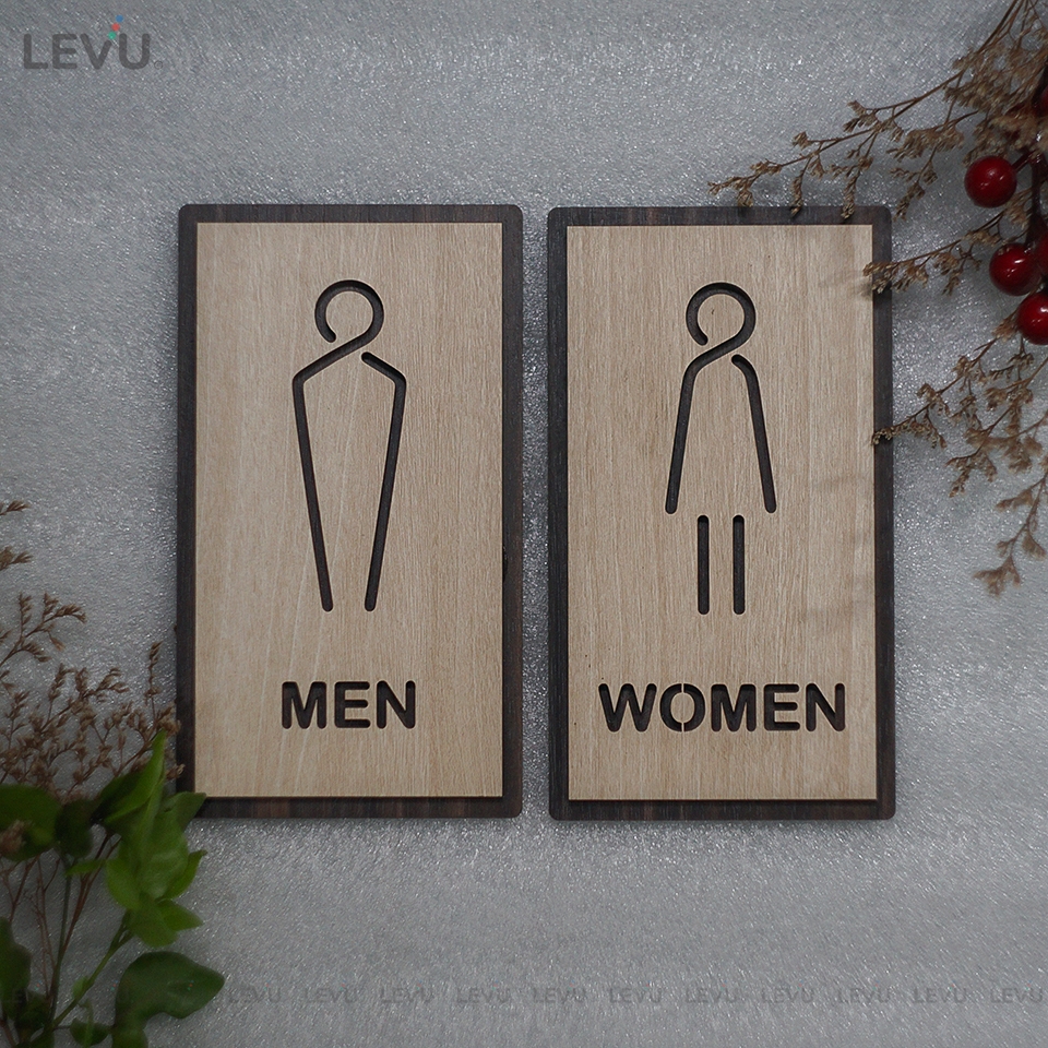 Bảng gỗ Men Women dán cửa phòng vệ sinh LEVU-TL20