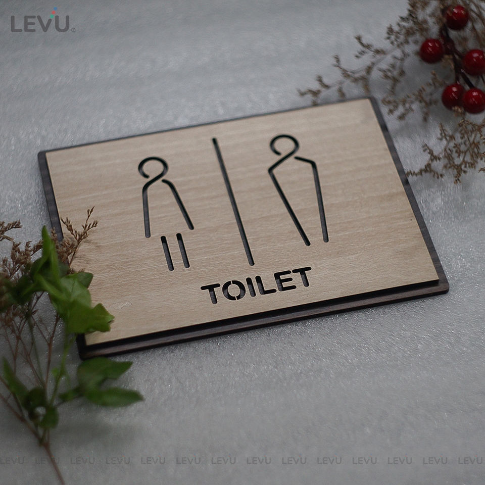 Bảng Gỗ dán cửa phòng toilet trang trí LEVU-TL19