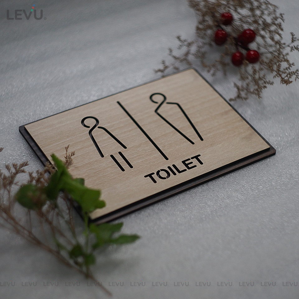 Bảng Gỗ dán cửa phòng toilet trang trí LEVU-TL19