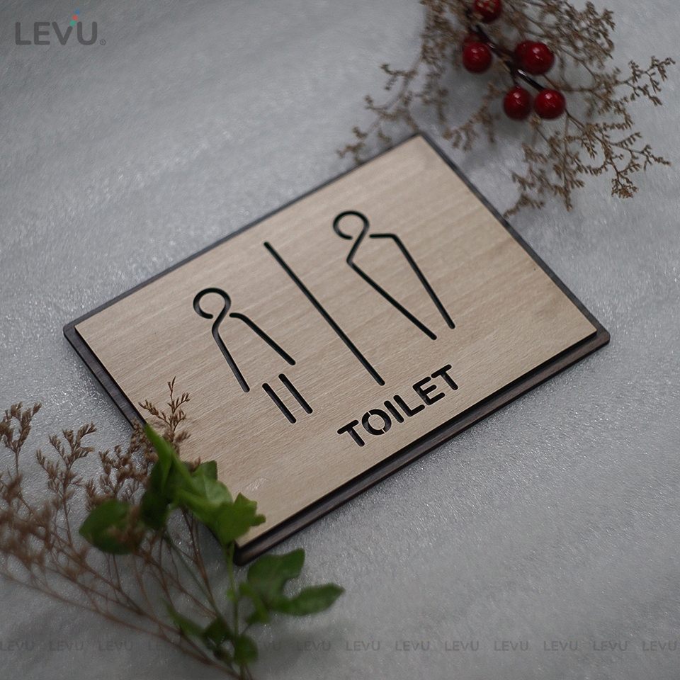 Bảng Gỗ dán cửa phòng toilet trang trí LEVU-TL19