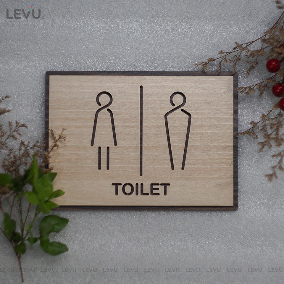 Bảng Gỗ dán cửa phòng toilet trang trí LEVU-TL19