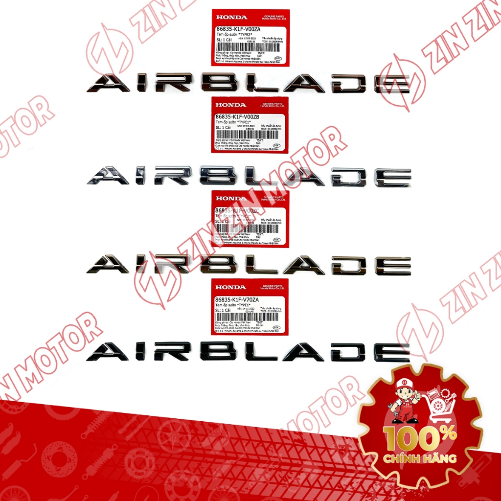 Tem Chữ Nổi Air Blade Cho Xe AB 2020 2021 2022 2023+ 86835-K1F-V00ZA ...