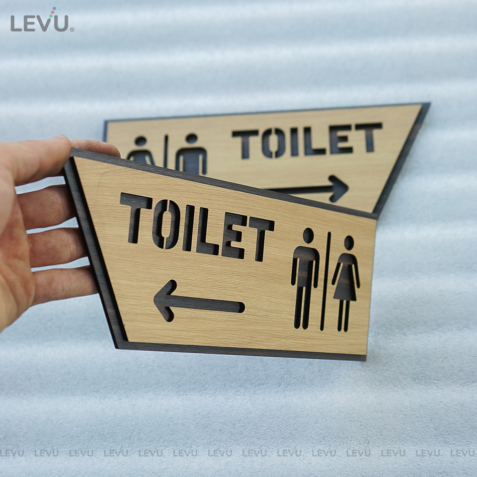 Biển chỉ hướng toilet mũi tên trái phải bằng gỗ sang trọng TL27
