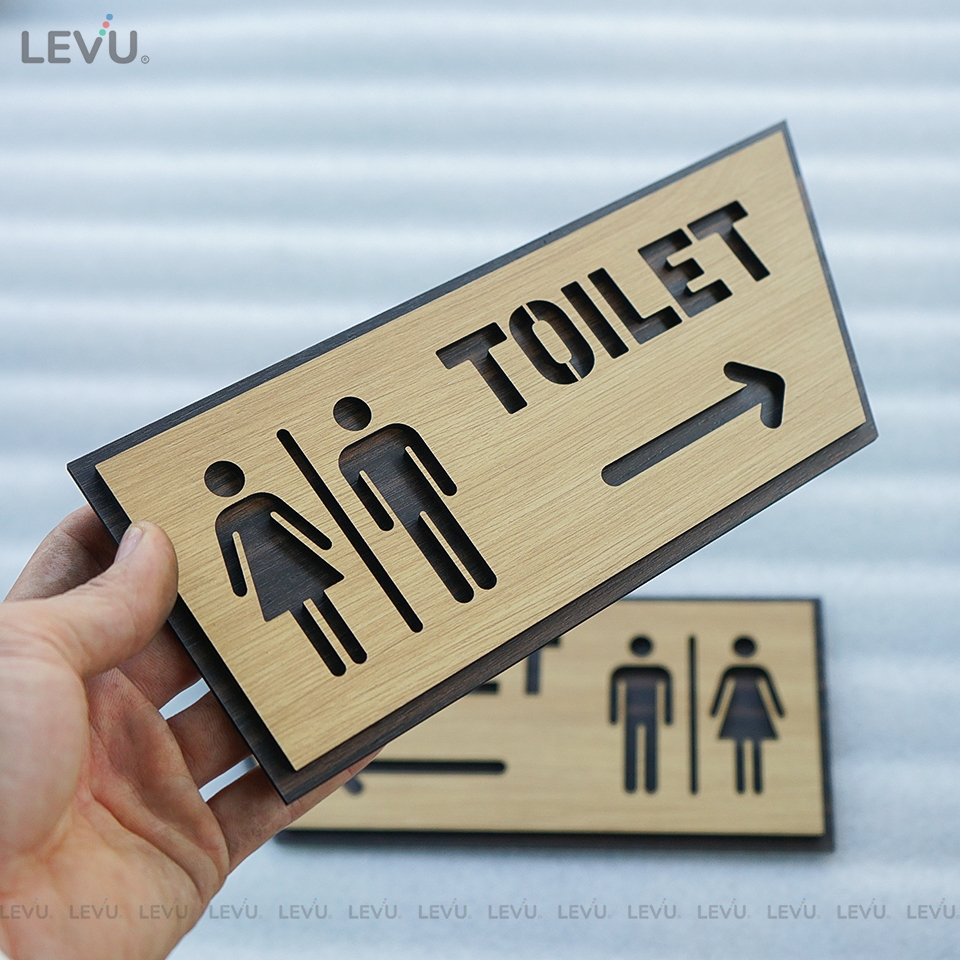Biển chỉ hướng toilet mũi tên trái phải bằng gỗ sang trọng TL27